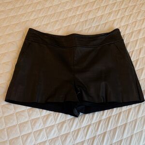 Elegant Leather High Waist Black Women's Shorts